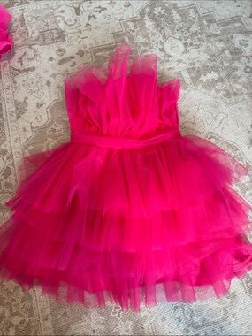 Missguided + Neon Hot Pink Layered Tulle Party Dress